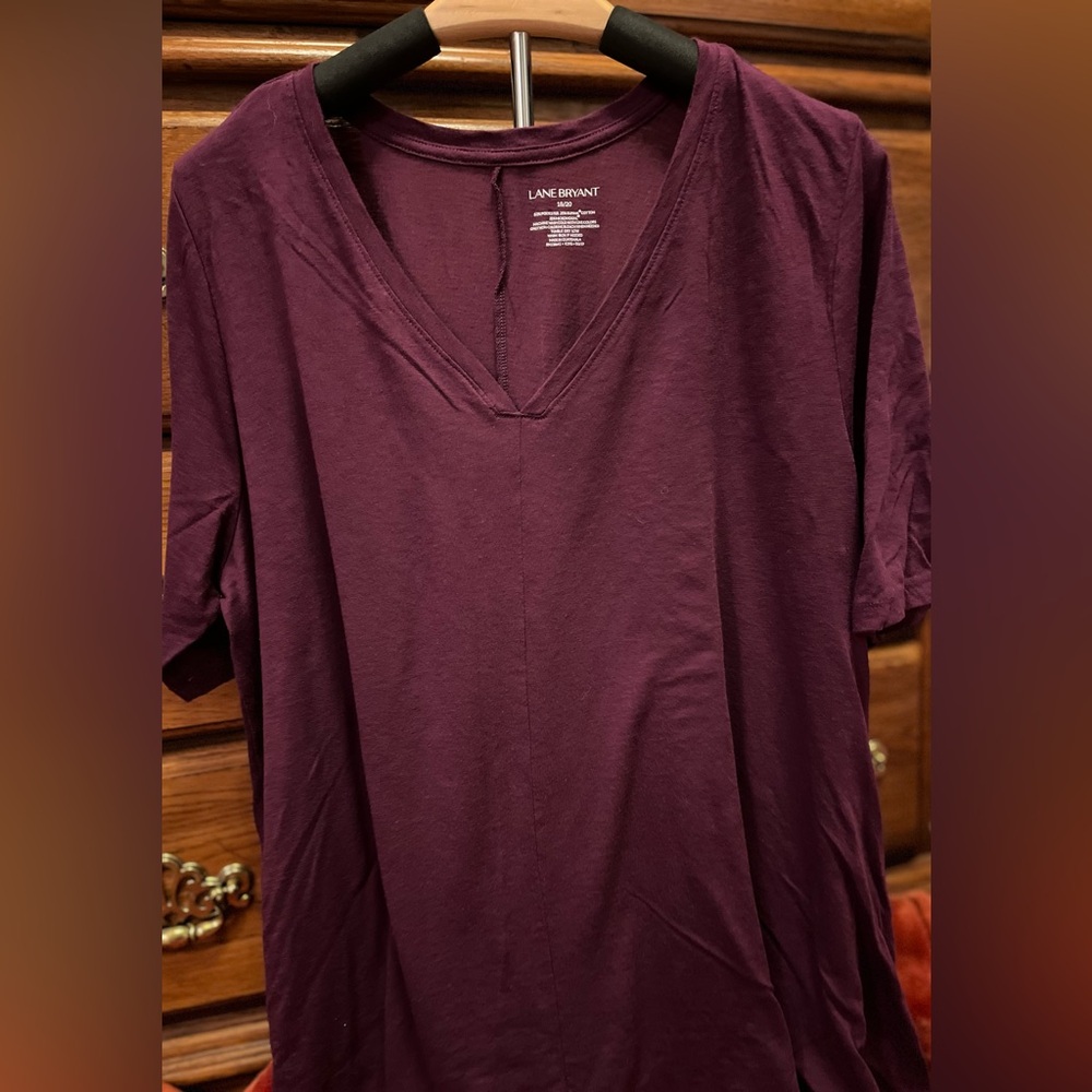 Lane Bryant Deep Burgundy Short Sleeve Top